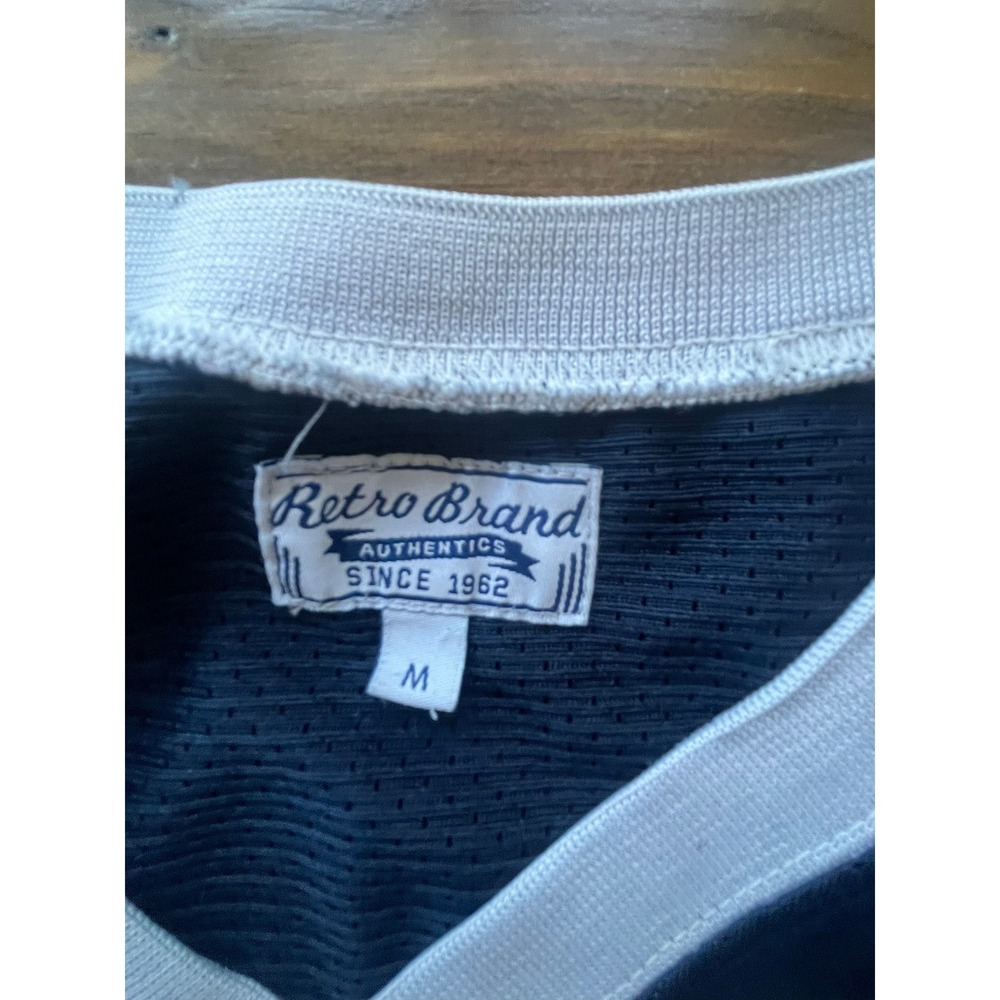 Retro Brand Authentics Mens Navy Blue Mesh V-Neck Jersey Tank Top Size Medium - Picture 5 of 8
